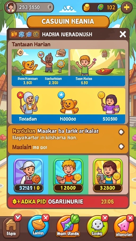 Bonus harian yang membuat permainan semakin seru.