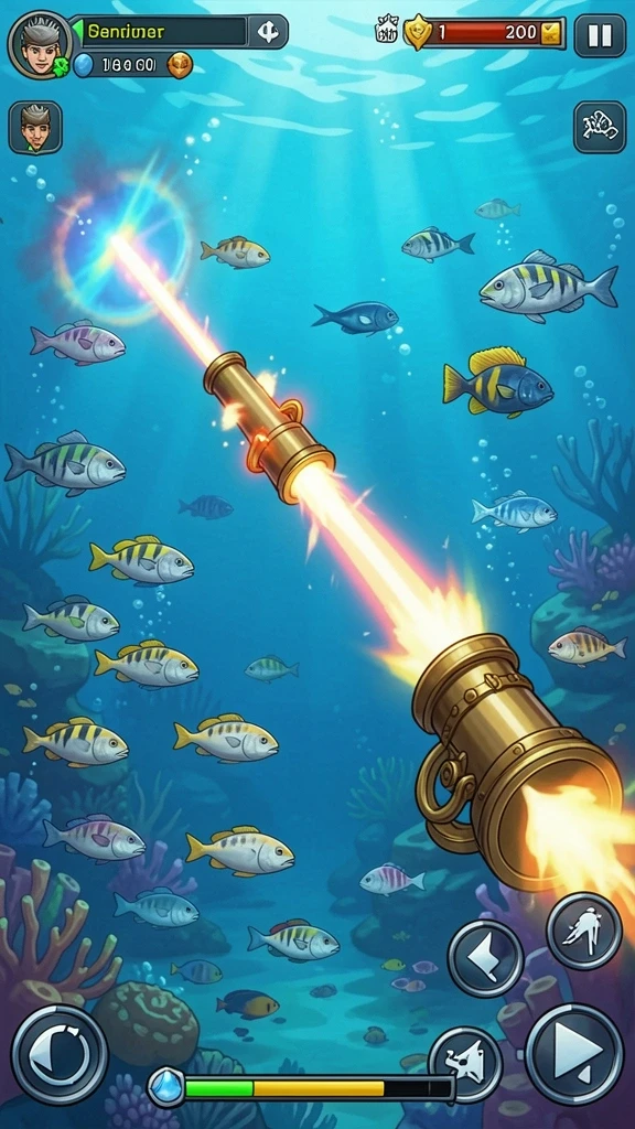 Screenshot menunjukkan pemandangan level pertama yang indah.