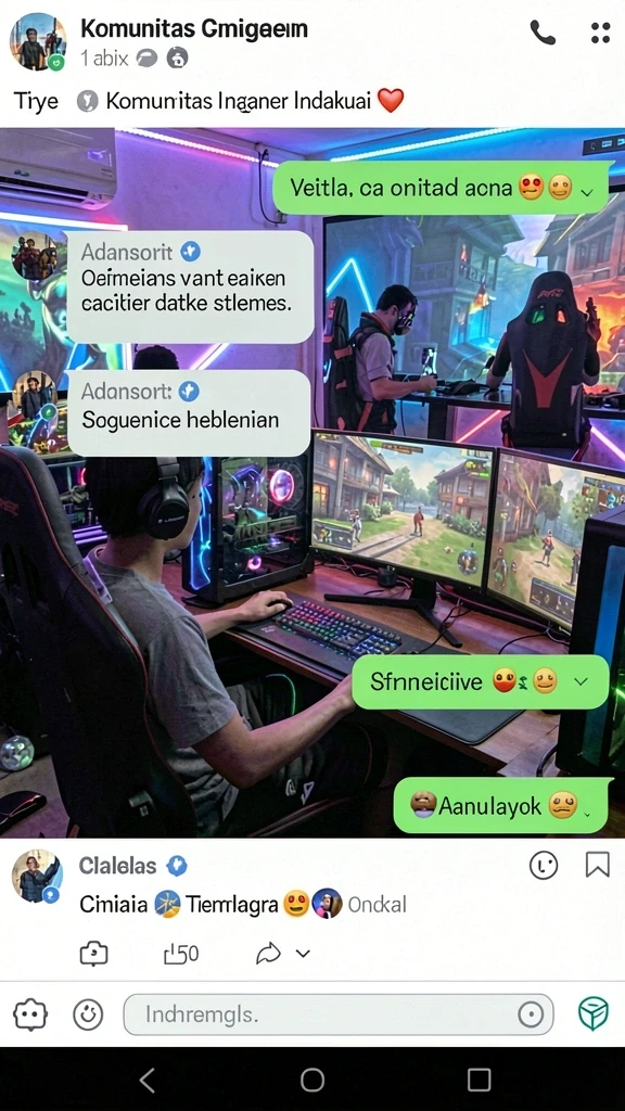 Screenshot menggambarkan interaksi sosial antar pemain yang aktif.